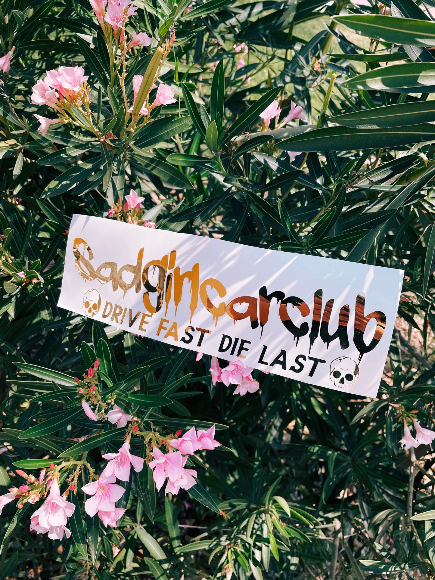 sadgirlcarclub drive fast die last mini banner