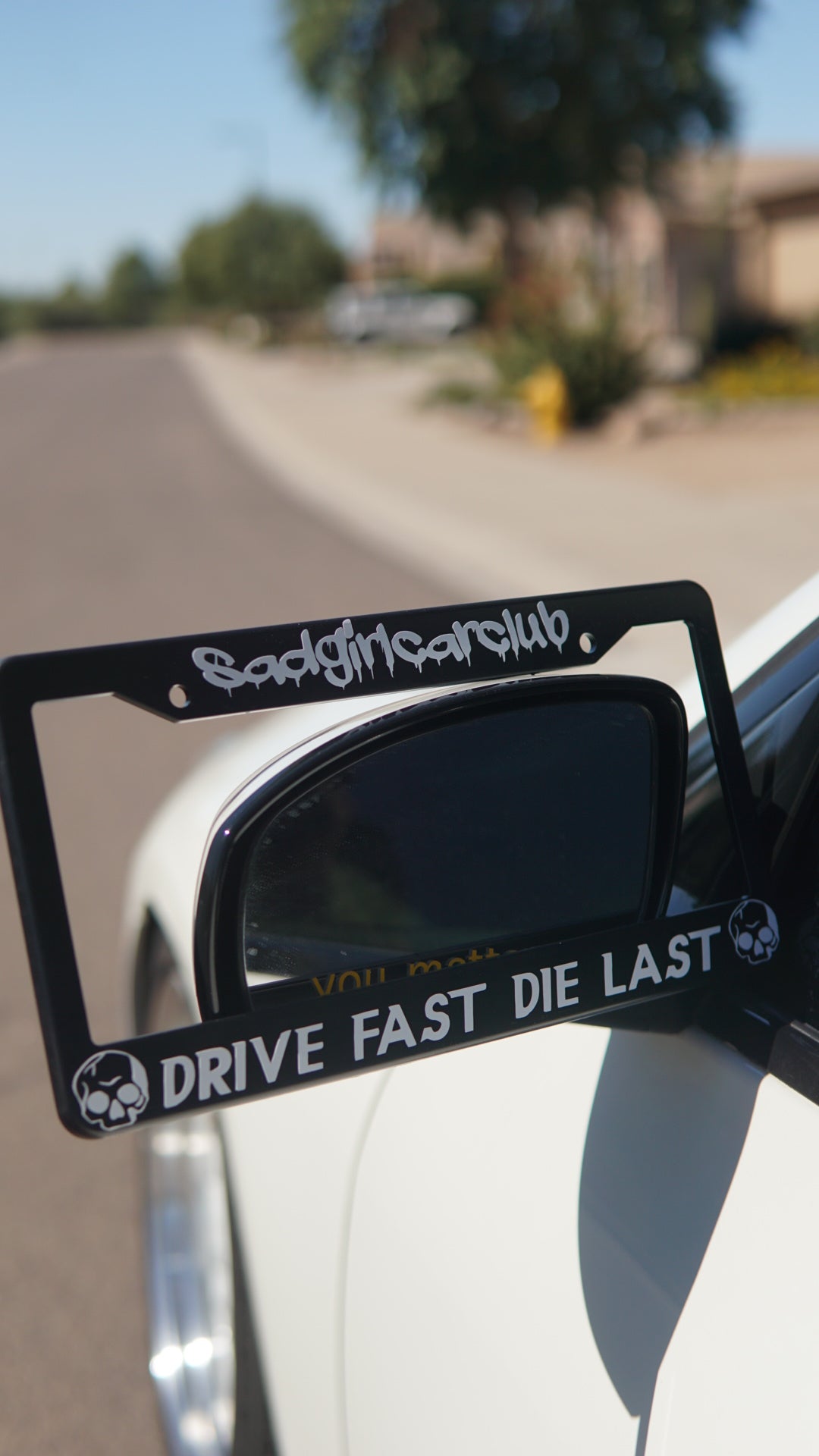 sadgirlcarclub drive fast die last license plate frame